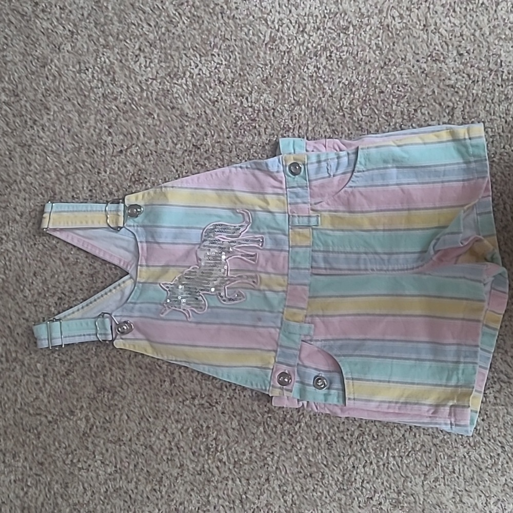 Girl's striped overalls